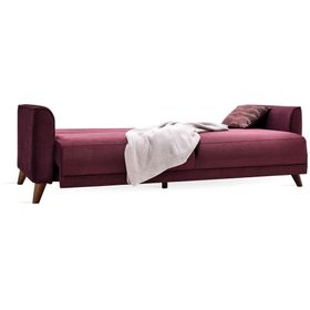 Enza Home 10301 Alto 3'lü Mor Kadife Dokulu Yataklı Koltuk