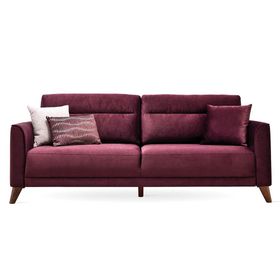 Enza Home 10301 Alto 3'lü Mor Kadife Dokulu Yataklı Koltuk