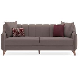 Enza Home 10304 Gülkurusu Kadife Dokulu Fabia Yataklı Üçlü Koltuk