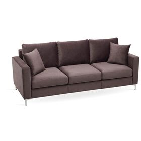 Enza Home 10306 Linea Kadife Dokulu Kahve Antrasit 3'lü Koltuk