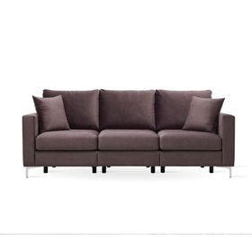 Enza Home 10306 Linea Kadife Dokulu Kahve Antrasit 3'lü Koltuk