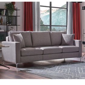 Enza Home 10906 Linea Keten Dokulu Gri 3'lü Koltuk