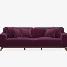 Enza Home 11709 Netha Tay Tüyü Bordo 3'lü Yataklı Koltuk