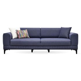 Enza Home 11802 Pavia Kadife Dokulu Lacivert 3'lü Yataklı Koltuk
