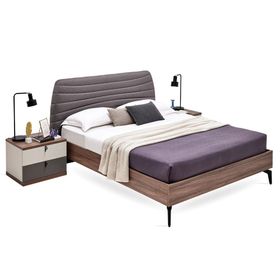 Enza Home 11804 Gri Keten Dokulu Kumaş 160x200 cm Cordell Başlıklı Karyola