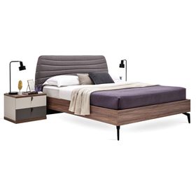 Enza Home 11804 Gri Keten Dokulu Kumaş 180x200 cm Cordell Başlıklı Karyola