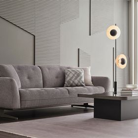 Enza Home 12421 Marion Keten Dokulu Orta Gri Üçlü Yataklı Koltuk