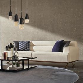 Enza Home 12503 Valdera Süet Dokulu Krem 3'lü Koltuk