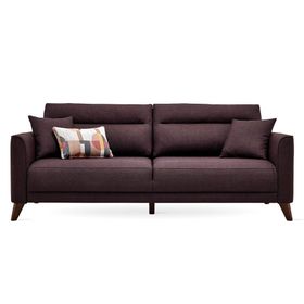 Enza Home 13001 Alto 3'lü Kahve Keten Dokulu Yataklı Koltuk
