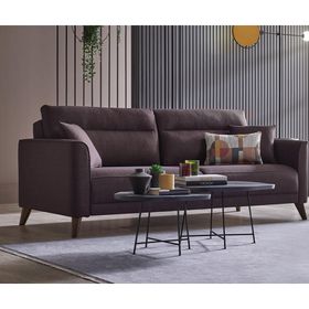 Enza Home 13001 Alto 3'lü Kahve Keten Dokulu Yataklı Koltuk