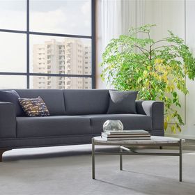 Enza Home 13009 Pavia 3'lü Yataklı, Kadife Dokulu, Gri Koltuk