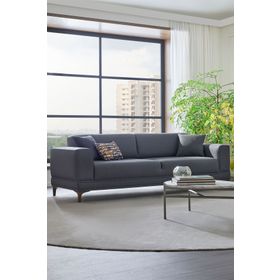 Enza Home 13009 Pavia 3'lü Yataklı, Kadife Dokulu, Gri Koltuk