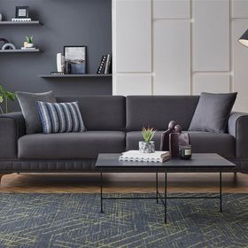 Enza Home 14006 Pavia Kadife Dokulu Antrasit 3'lü Yataklı Koltuk