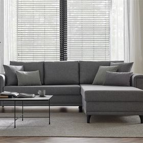 Enza Home 14212 Maris Yataklı - Sağ, Kadife Dokulu, Mavi Köşe Takımı