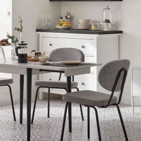 Enza Home 15116 Flabel Keten Dokulu Kumaş Koyu Gri Sandalye