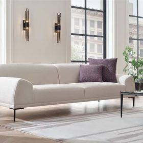 Enza Home 15602 Swan Buklet Kumaş Beyaz 2.5'lu Koltuk