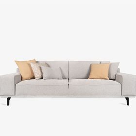 Enza Home 17502 Viera Keten Dokulu Gri Üçlü Koltuk