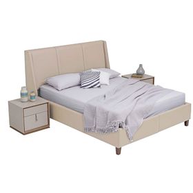 Enza Home 21711 Krem Suni Deri Kumaş 180x200 cm Netha Başlıklı Baza