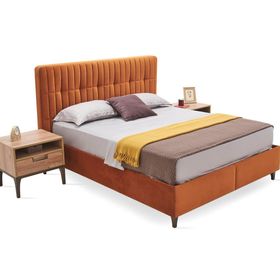 Enza Home 221 Turuncu Kadife Dokulu Kumaş 150x200 cm Sona Başlıklı Baza