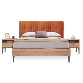 Enza Home 221 Turuncu Kadife Dokulu Kumaş 150x200 cm Sona Başlıklı Karyola