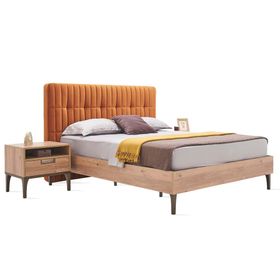 Enza Home 221 Turuncu Kadife Dokulu Kumaş 150x200 cm Sona Başlıklı Karyola