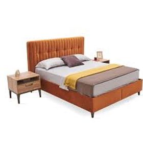 Enza Home 221 Turuncu Kadife Dokulu Kumaş 180x200 cm Sona Başlıklı Baza