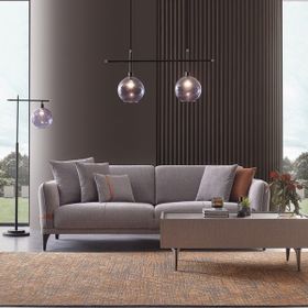 Enza Home 22406 Linz Keten Dokulu Gri 3'lü Yataklı Koltuk