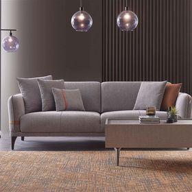 Enza Home 22406 Linz Keten Dokulu Gri 3'lü Yataklı Koltuk