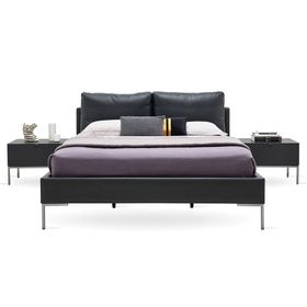 Enza Home 22802 Gri Suni Deri Kumaş 200x200 cm Legato Başlıklı Karyola
