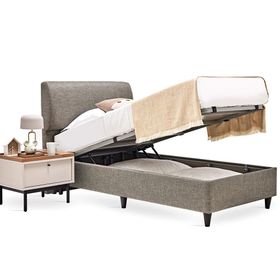 Enza Home 23501 Kahve Yeşil Keten Dokulu Kumaş 100x200 cm Loreto Genç Başlıklı Baza