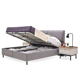 Enza Home 23502 Mavi Keten Dokulu Kumaş 150x200 cm Loreto Başlıklı Baza