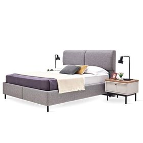 Enza Home 23502 Mavi Keten Dokulu Kumaş 160x200 cm Loreto Başlıklı Baza
