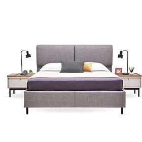 Enza Home 23502 Mavi Keten Dokulu Kumaş 160x200 cm Loreto Başlıklı Baza