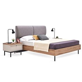 Enza Home 23502 Mavi Keten Dokulu Kumaş 180x200 cm Loreto Başlıklı Karyola