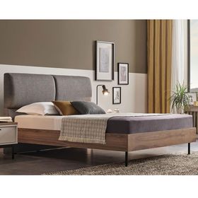 Enza Home 23502 Mavi Keten Dokulu Kumaş 180x200 cm Loreto Başlıklı Karyola