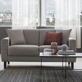 Enza Home Astera 13108 Açık Gri Keten Dokulu İkili Koltuk