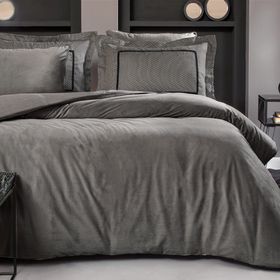 Enza Home Charme Pietro Antrasit Çift Kişilik Kadife Saten Nevresim Takımı