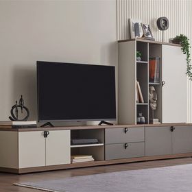 Enza Home Cordell 100x150 cm Beyaz Gri Ceviz TV Ünitesi Kitaplık Modülü
