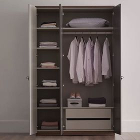 Enza Home Cordell 136x222 cm Gri Beyaz ve Ceviz 3 Kapaklı Dolap