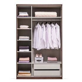 Enza Home Cordell 136x222 cm Gri Beyaz ve Ceviz 3 Kapaklı Dolap