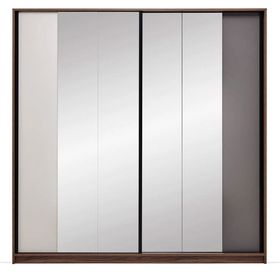 Enza Home Cordell 220x222 cm Beyaz Gri Ceviz Sürgülü Dolap