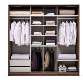 Enza Home Cordell 220x222 cm Beyaz Gri Ceviz Sürgülü Dolap