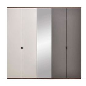 Enza Home Cordell 226x222 cm Beyaz Gri Ceviz 5 Kapaklı Dolap