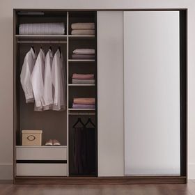 Enza Home Cordell Sürgü Kapaklı Gri Gardrop