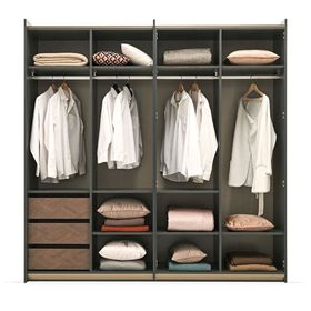 Enza Home Dorian 219x222 cm Mat Gri Gold Ahşap Dolap