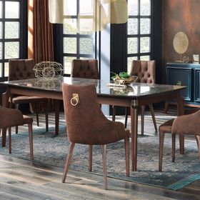 Enza Home Elegante 178x93 cm Mermer Desenli Yemek Masası