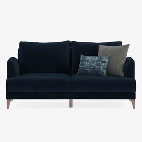 Enza Home Fiore 10403 Lacivert Kadife Dokulu Yataklı İkili Koltuk