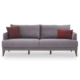 Enza Home Fiore 10405 Koyu Gri Kadife Dokulu Yataklı Üçlü Koltuk