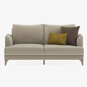 Enza Home Fiore 10407 Krem Kadife Dokulu Yataklı İkili Koltuk