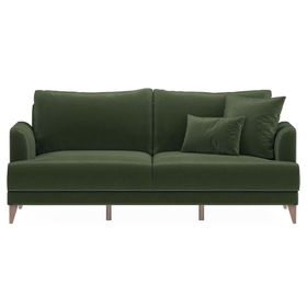 Enza Home Fiore 11707 Koyu Yeşil Tay Tüyü Yataklı Üçlü Koltuk